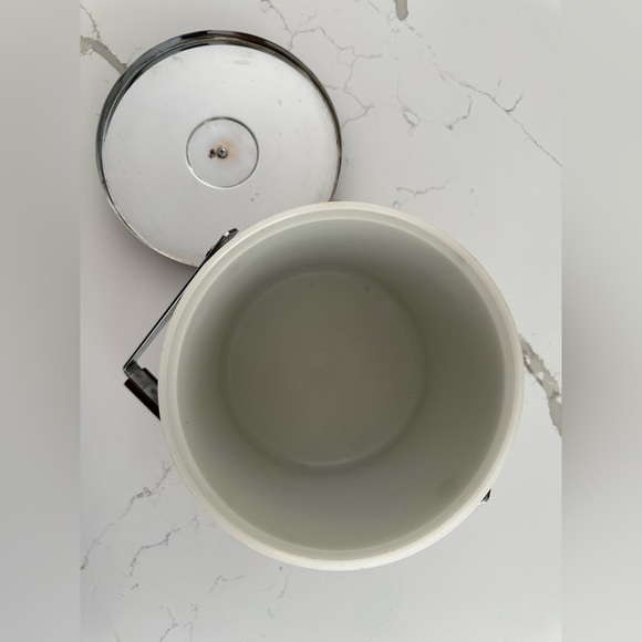 Vintage MCM Silver Ice Bucket with Wooden Handle and Lid - Picture 4 of 5